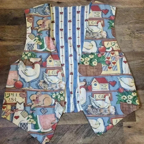 Handmade Vintage Reversible Chicken Vest Size Large - Picture 1 of 4